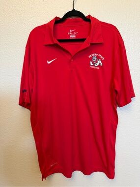 Nike Dri-FIT Fresno State Bulldogs Football Polo Large Red